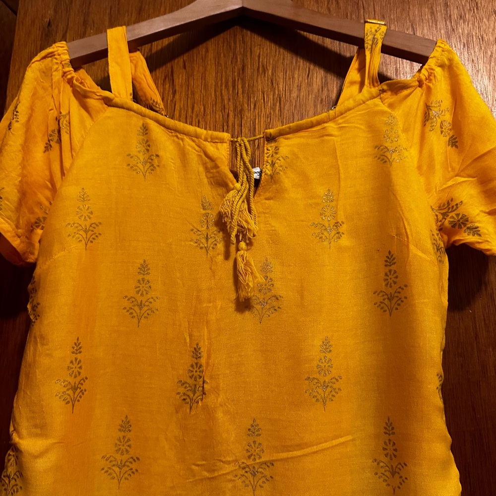 Bright yellow 100%rayon dress